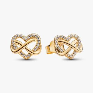 Sparkling Infinity Heart Stud Earrings