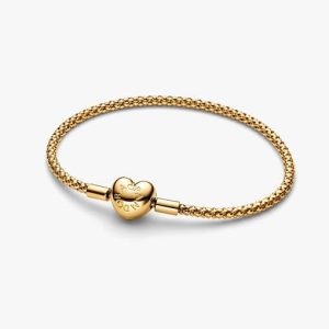 Studded Chain Heart Clasp Charm Bracelet
